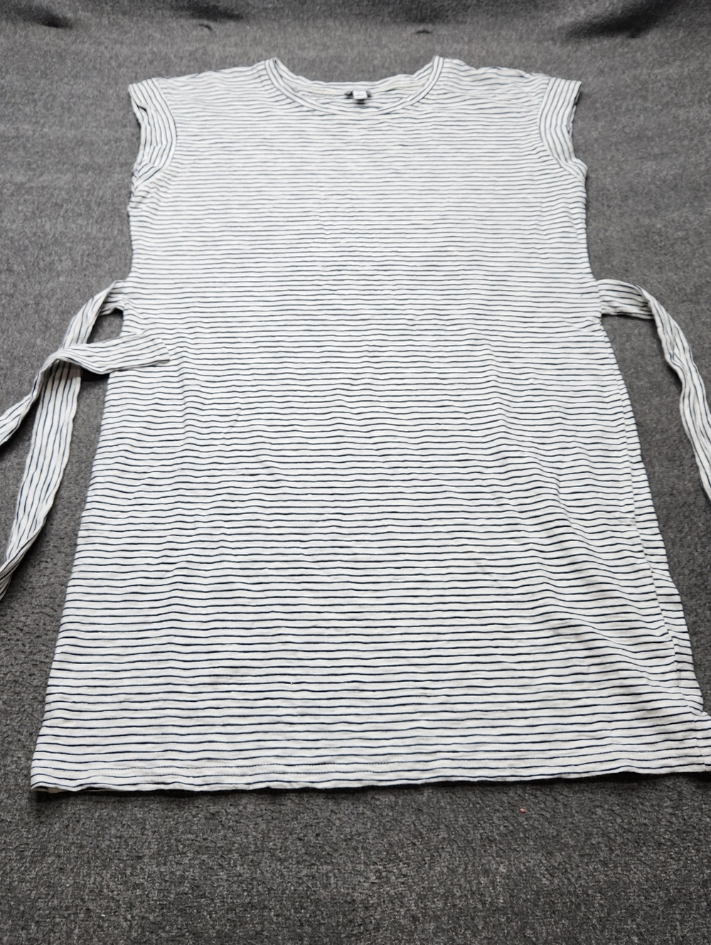 J.Crew Striped Mini Dress Tie Waist Sleeveless Cotton White Navy L‎